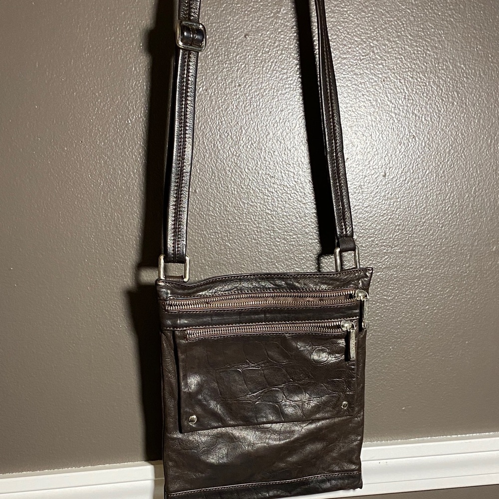 Arcadia Italian Chocolate Brown Leather Crossbody Bag